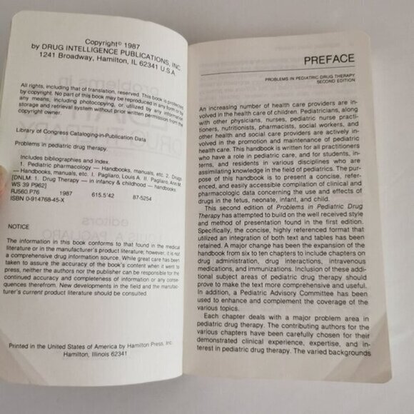 1987 Problems in Pediatric Drug Therapy 2nd Ed Medical Editors Pagliario - Picture 4 of 10